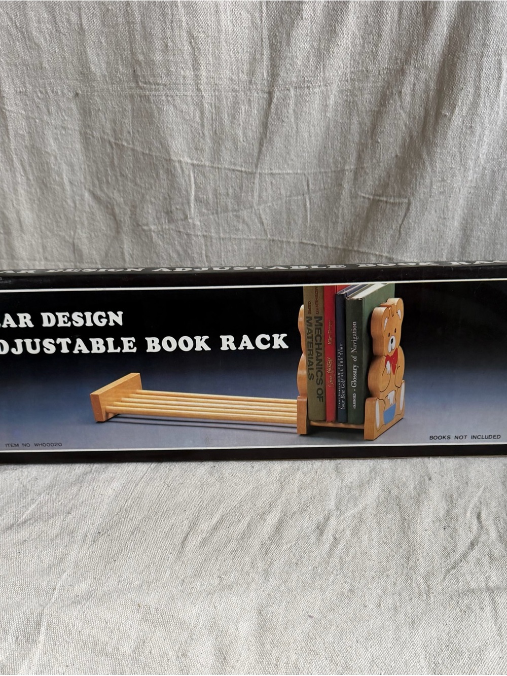 Vintage Wood Bear Adjustable Slide Book Rack Nursery Decor Kids Folk Art 80s NOS